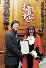 Perry Fung with the Mayor of Islington, Councillor Jyoti Vaja